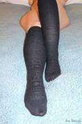 Showing off my soft black knee highs! [F]