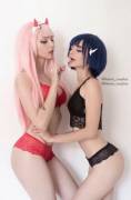 Zero Two and Ichigo by Kanra_cosplay and Xenon_cosplay