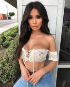 Janet Guzman in crochet top