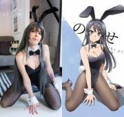 Would you like to have your own Bunnygirl Senpai teach you for homework? Mai Sakurajima side by side! I love this character because she's mature, moe and dominant at the same time :D [cosplay by Kerocchi] (Rascal does not dream of Bunnygirl Senpai/AoButa)