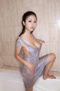 Mai Nishida in a tight wet clingy nightie