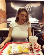 Busty girl at KFC