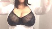 Not much face showed but I bet they are bigger than her head...
