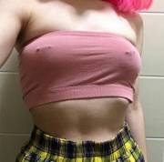 Petite, pink, pierced.