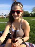Busty drinking