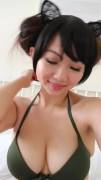 cute asian with big tits takes off her bikini