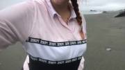 I like long walks on the beach and [f]lashing my tits [GIF]