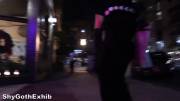 Flashing my pearl string thong on a night out![GIF]