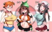 Misty, May &amp; Leaf, all grown up (Evie Tinnies) [Pokémon]