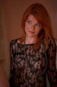 Mia Sollis in a sheer shirt