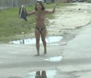 Pranking their topless friend in public [gif]