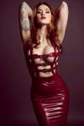 Burgundy latex.