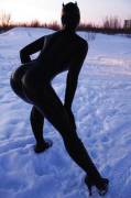 Catwoman in the snow