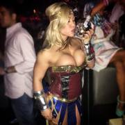 Wonder woman (?) at night club