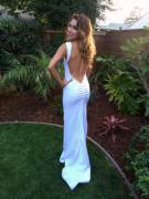 Brunette in a Backless Dress