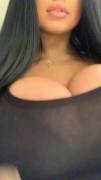 Happy brunette bimbo dancing