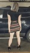 She is hiding something under that skirt!