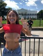 Julia Rose fearlessly flashing in front of the White House