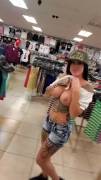 Stripping naked in a clothing store