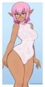 subtle bulge behind a one piece