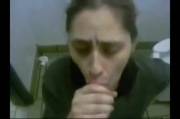 Fast-food manager giving her employee some head in the bathroom. Doesn't like the special sauce