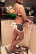 Collared Asian in maid outfit (view from behind) ;)