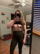 Braless lift tonight but it's a little too cold in Minnesota to [f] ree the nip completely