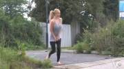 Busty Blonde Chick Pees