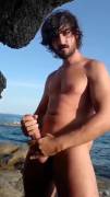 Jerking it on the beach