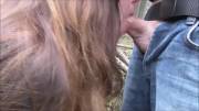 Closeup blowjob in nature