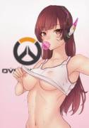 D.Va giving you a peek (Bluefield)