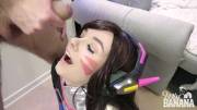 D.va cosplayer getting a facial