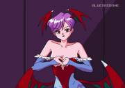 Lilith gives a nice drop but Morrigan has a better one [Darkstalkers] (Blue the Bone)