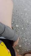 Desperate roadside piss, I love how she recorded it for me (OC)