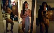 Asian getting undressed