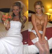 In &amp; out of her dress