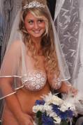 Happy stacked bride