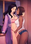 Korra and Asami behind closed doors (IAHFY)