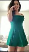 Green dress girl shakes her ass like a queen