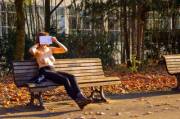 Just casually chilling on a park bench 