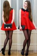 Polka dots and red dress