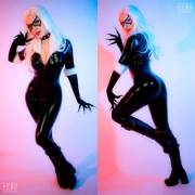 Black Cat latex cosplay by YuzuPyon