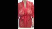 In my red lace gown Playing with my nipples and getting my boobs out 