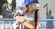 WWE Lana can't stop touching her rock hard nipples in her braless croptop