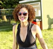 Nathalie Emmanuel in a tight black top