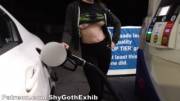 Gas station underboob flash!