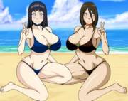 hinata and hanabi- hyuuga sisters at the beach [naruto]