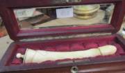 Sir, A mysterious item arriv'd by packet post this morning. My maid did blush and asked where she might also obtain such; I noted it was of ivory construct and unobtainable on her wage, which displeas'd her greatly. My wife later seized the parcel and has