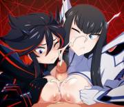 Ryuko and Satsuki titfuck