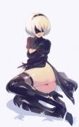 2B on the ground (OptionalTypo) [NieR:Automata]